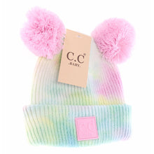 Load image into Gallery viewer, BABY Tie Dye Double Fur Pom C.C Beanie