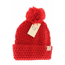 Load image into Gallery viewer, KIDS Bee Stitch Knit Pom C.C Beanie