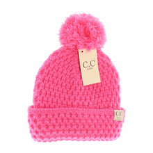 Load image into Gallery viewer, KIDS Bee Stitch Knit Pom C.C Beanie