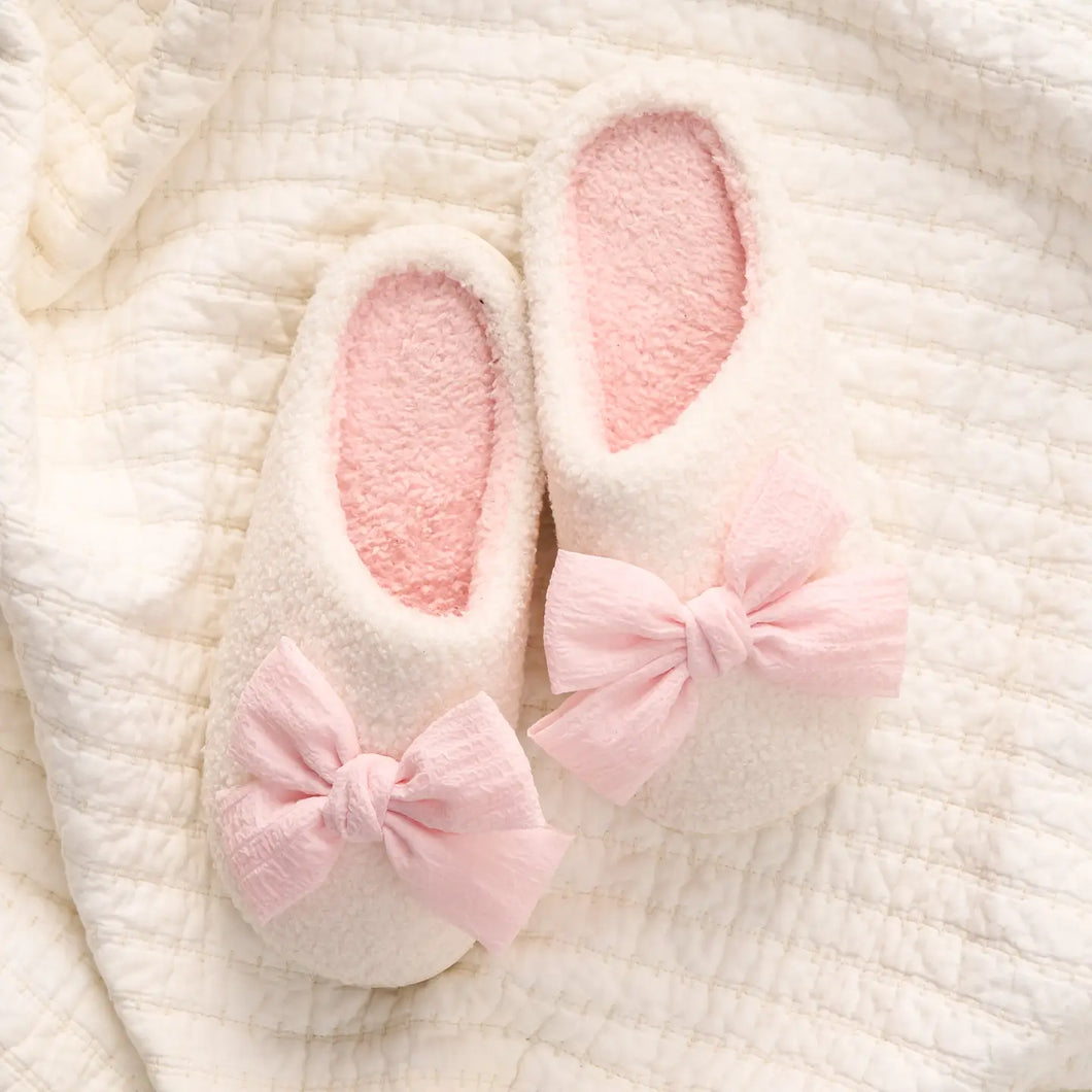 The Darling Effect- Fuzzy Slippers-Betty Bow Blush