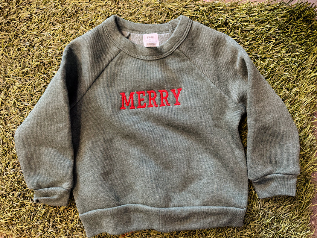 Youth Embroidered Merry Sweatshirt