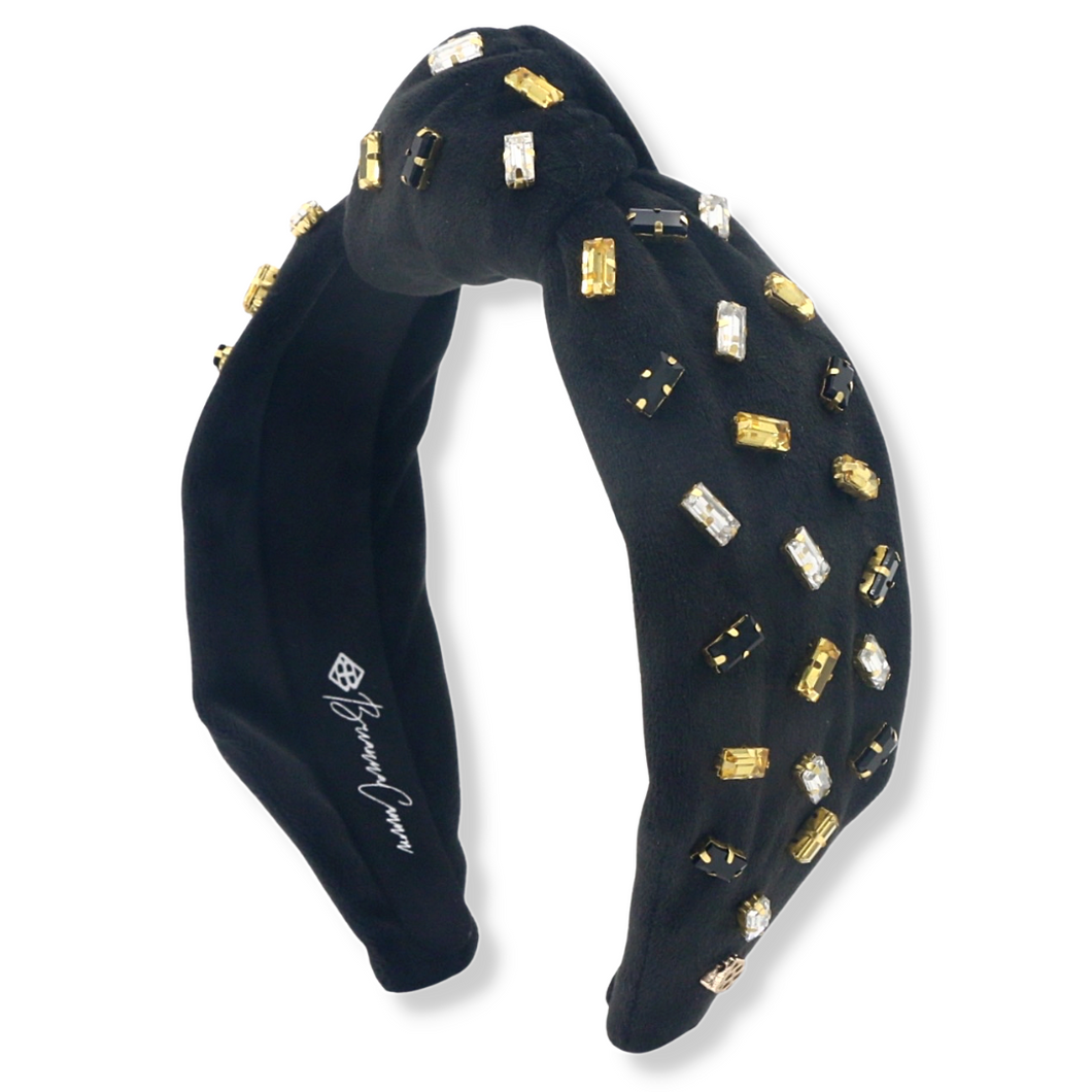 BLACK VELVET HEADBAND WITH CONFETTI CRYSTALS
