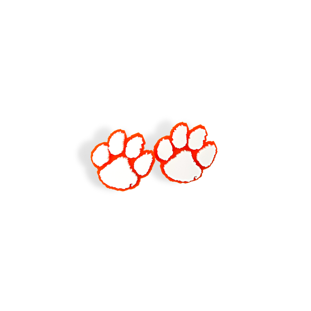 WHITE CLEMSON PAW STUDS