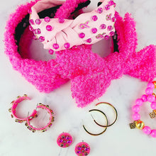 Load image into Gallery viewer, Breast Cancer Awareness Headband with Pink Stones and Charms
