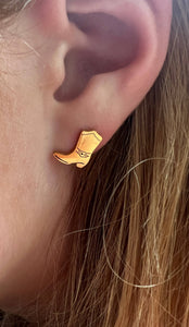 Cowboy Cowgirl Boot Earrings  Gold Stud Cowboy Boot Earrings