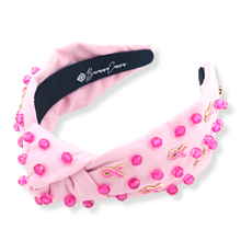 Load image into Gallery viewer, Breast Cancer Awareness Headband with Pink Stones and Charms
