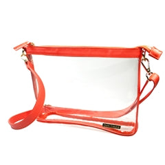 Large Crossbody - Clear PVC with Orange and Gold Accents