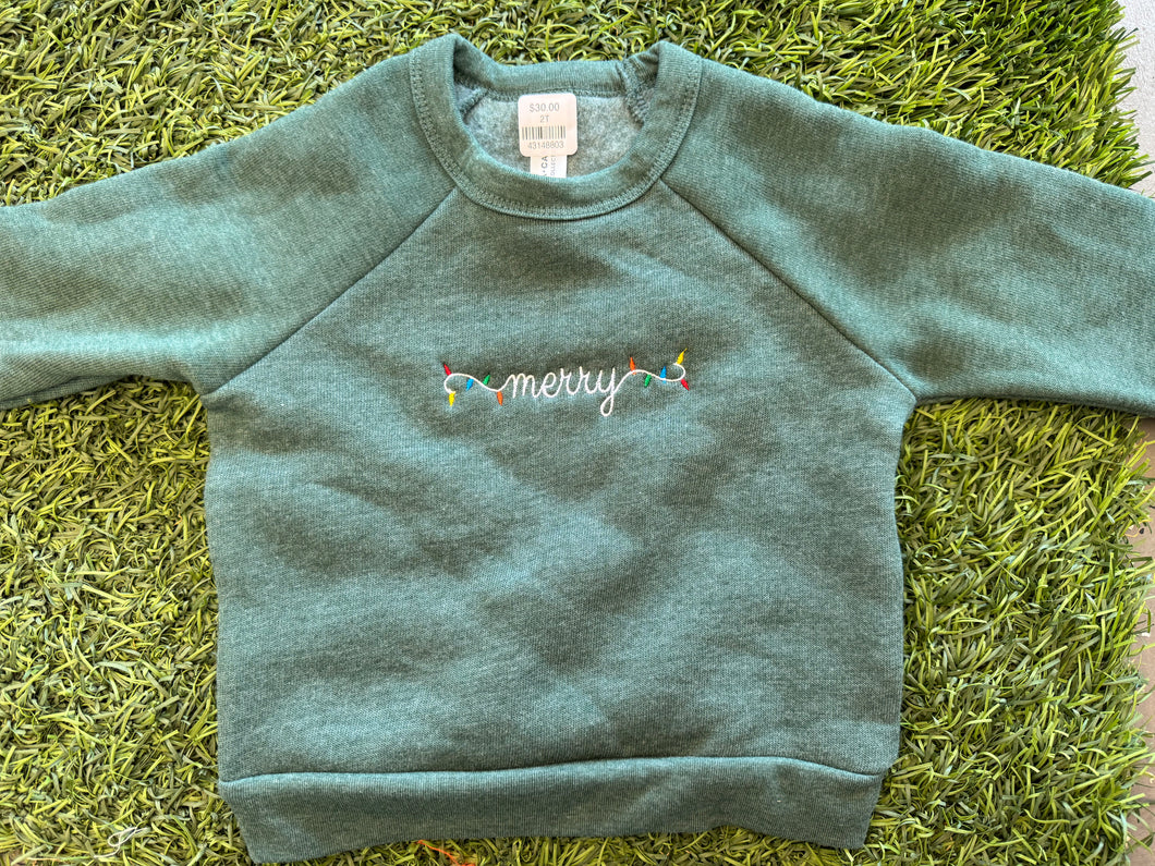 Youth Embroidered Merry with lights Sweatshirt