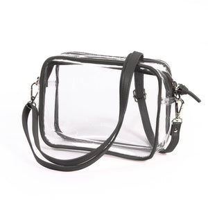 Desden - PRE-ORDER FOR SPRING DELIVERY! 😄 Bridget  Clear Purse with Vegan Leather Trim and Straps - Black
