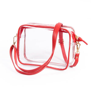 Desden - PRE-ORDER FOR SPRING DELIVERY! 😄 Bridget  Clear Purse with Vegan Leather Trim and Straps - Red