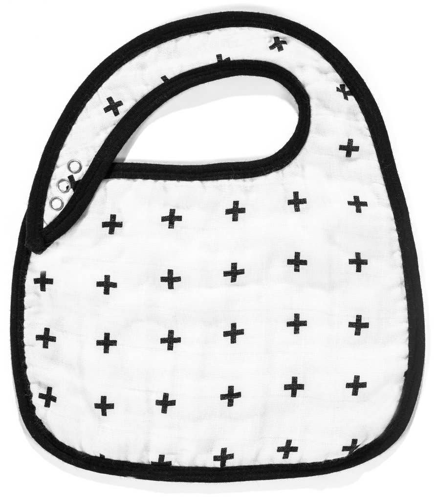 Modern Burlap - Organic Cotton Muslin Bib - Swiss Cross