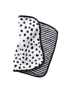 Modern Burlap - Organic Burp Cloth - Reversible Spots + Stripes