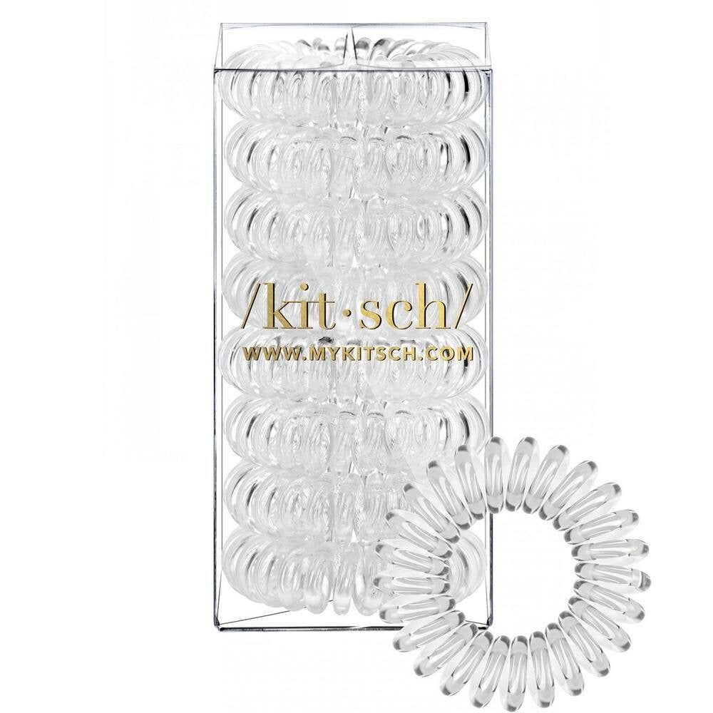 KITSCH - Spiral Hair Ties 8 Pack - Clear