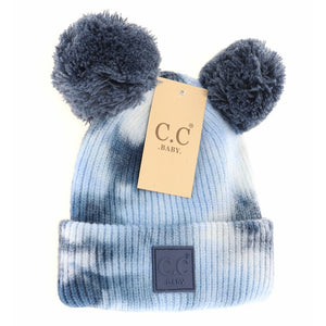BABY Tie Dye Double Fur Pom C.C Beanie