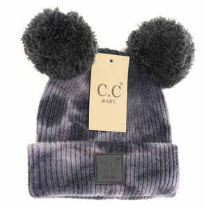 BABY Tie Dye Double Fur Pom C.C Beanie