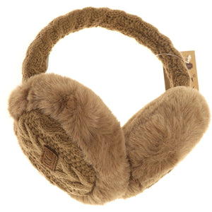 Cable Knit Faux Fur Earmuff