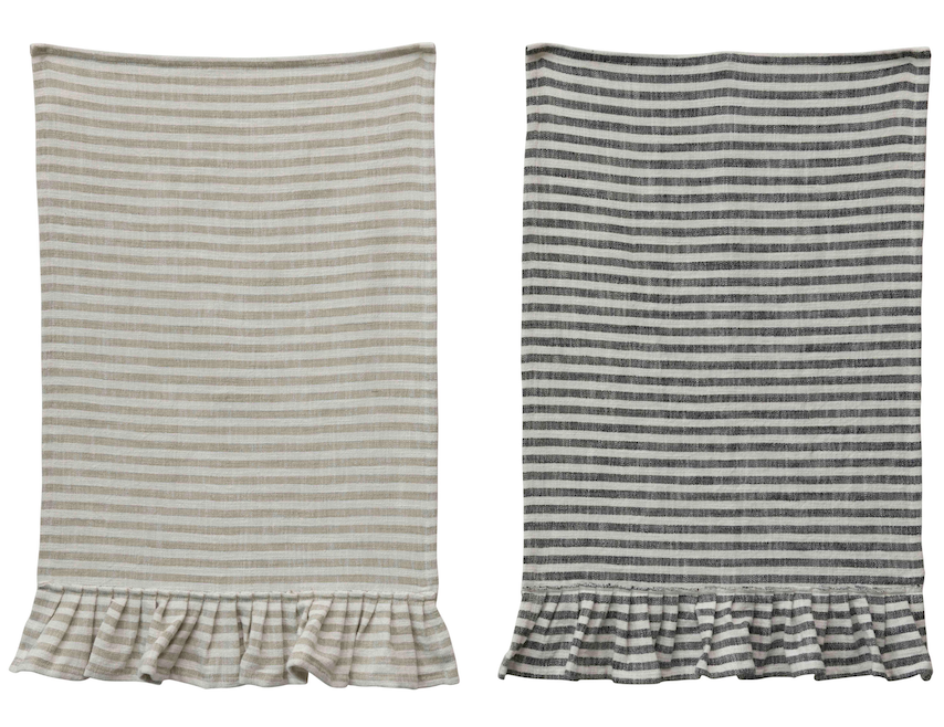 Cotton Stripe Ruffle Towel