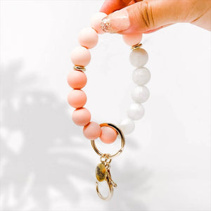 The Darling Effect - Hands-Free Silicone Beaded Keychain Wristlet - Rosé All Day