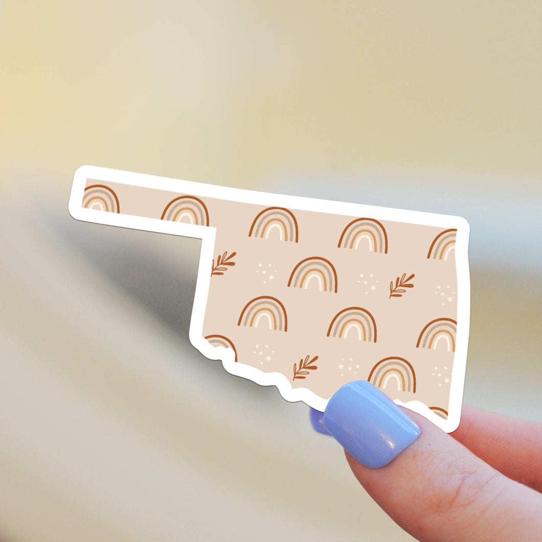 The State Stickers - Oklahoma Boho Rainbow State Sticker