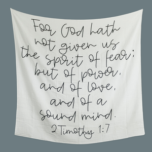 Modern Burlap - Organic Swaddle Blanket- 2 Timothy 1:7