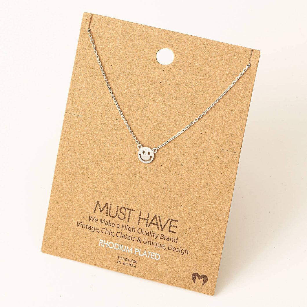 Fame Accessories - Mini Smiley Face Charm Necklace