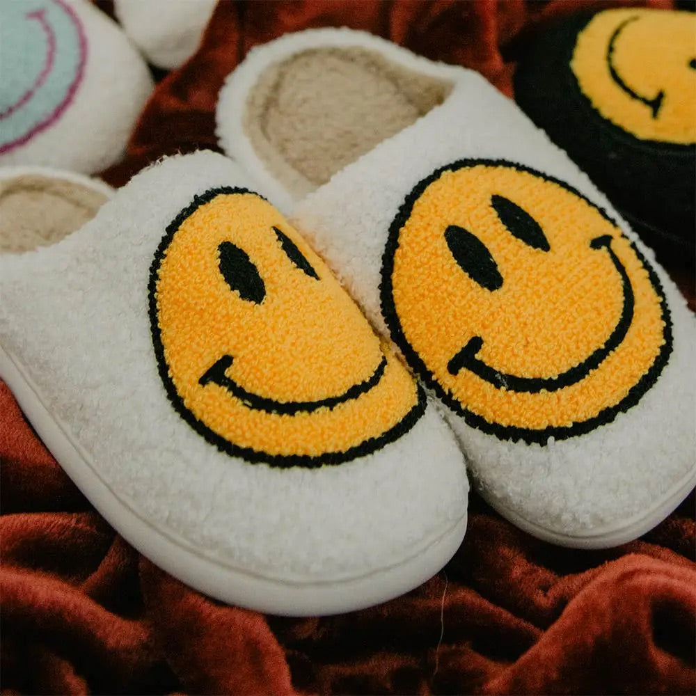 Smiley Face Slippers (White)