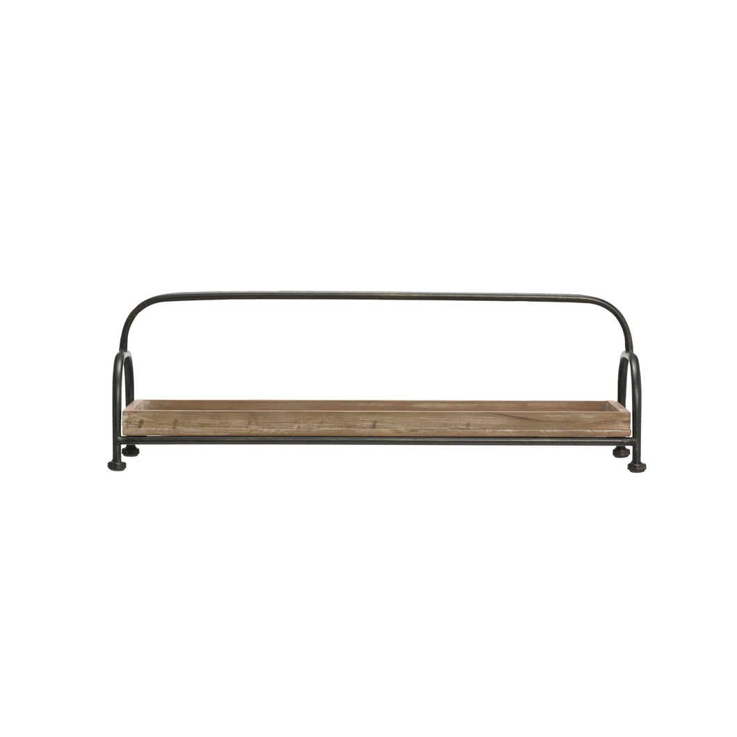Decorative Wood Tray with Metal Stand