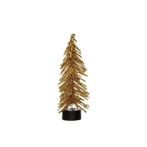 Plastic Tree with 10 LED Lights, Gold Finish