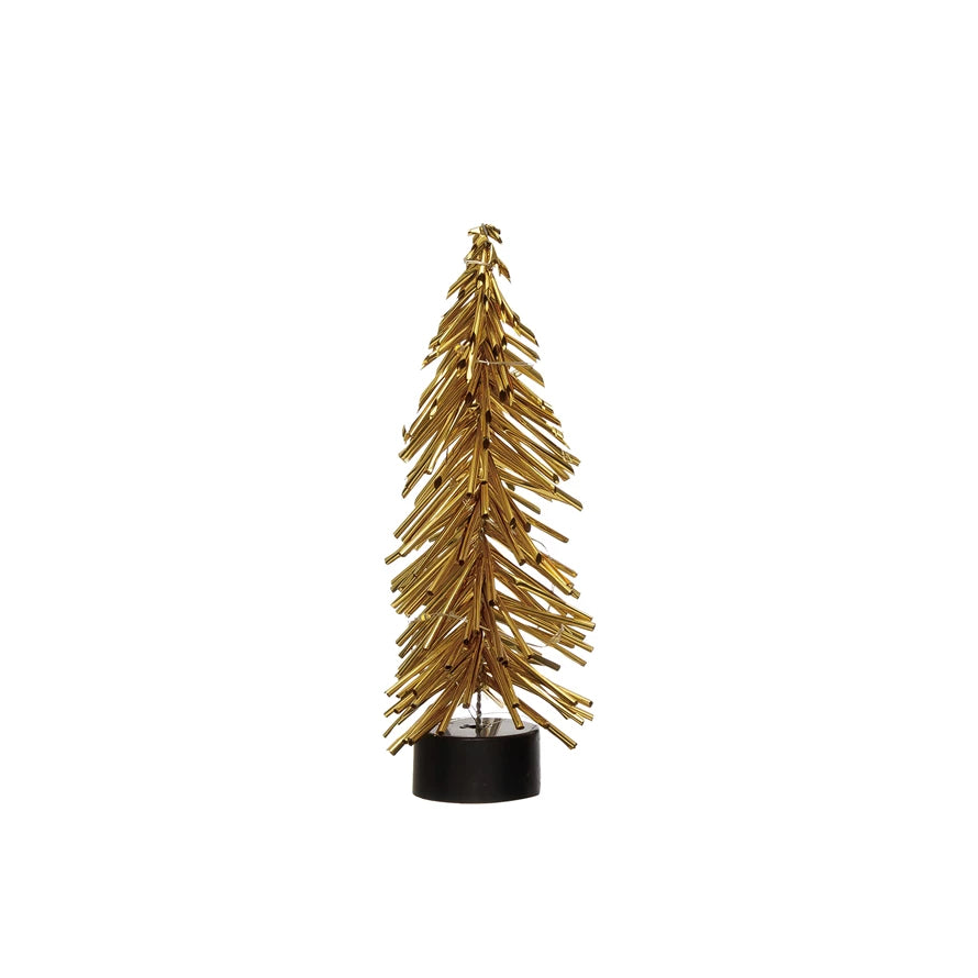 Plastic Tree with 10 LED Lights, Gold Finish